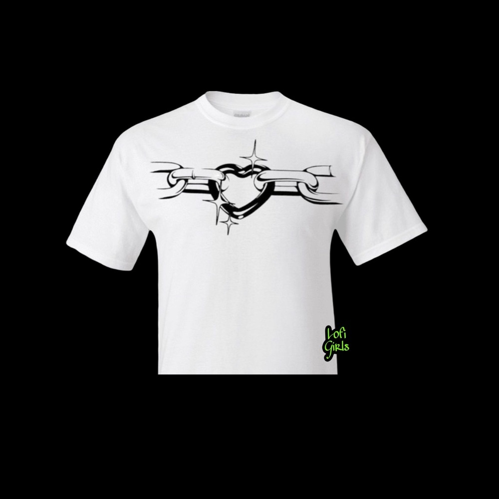 Love Locked Down Heart - Chain Custom Hand Crafted Vinyl Lofi Girls Shirt